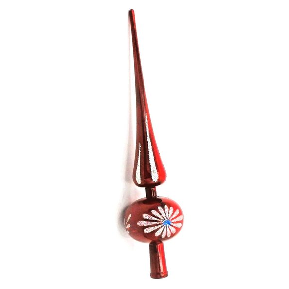 Vintage Plastic Christmas Tree Topper Glitter Silver And Red made in Italy - Picture 1 of 6